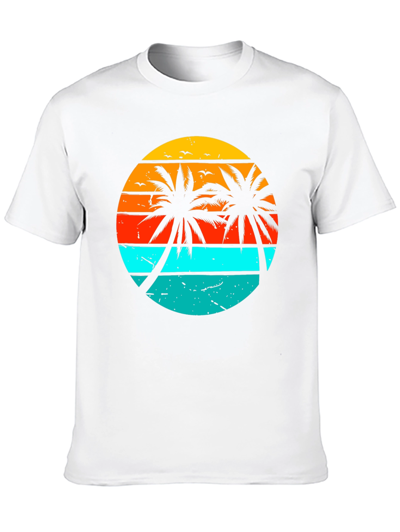 Black Retro Sunset Palm Tree Graphic T-Shirt view 10