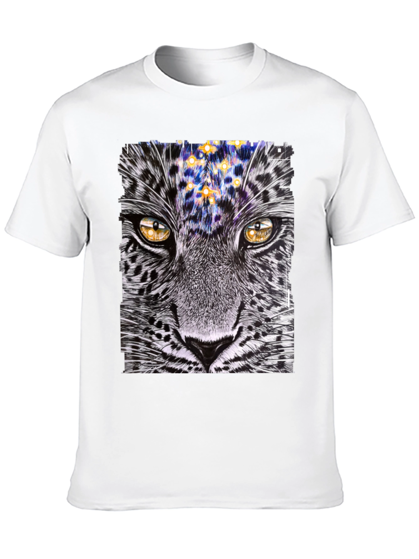 Black Leopard Stargazer Graphic T-Shirt - Unique Animal Print Tee view 10