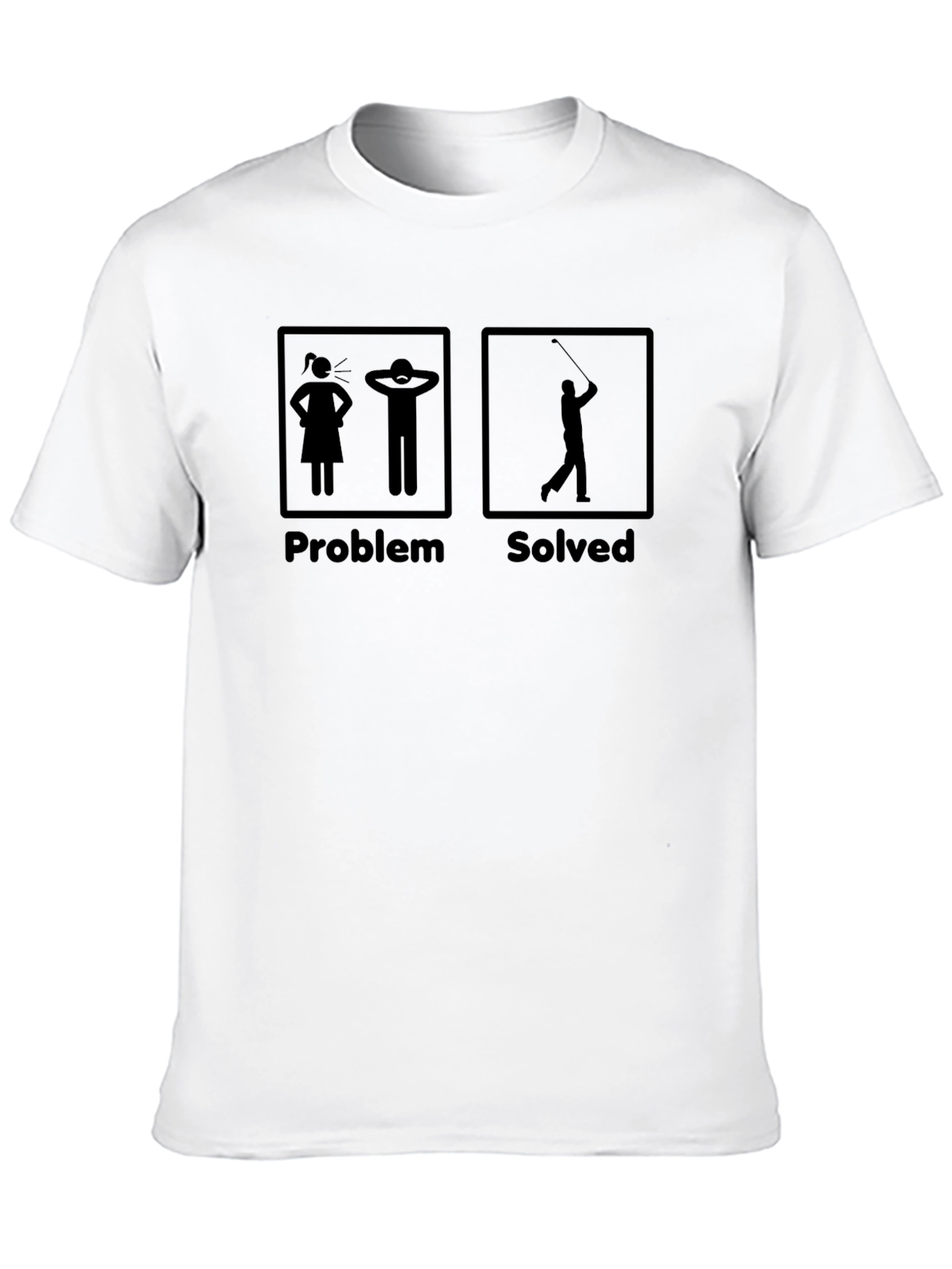 Black Problem Solved Golf T-Shirt: Humorous Golfer Tee view 10