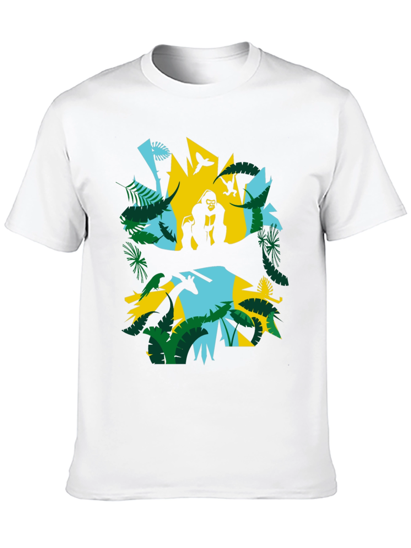 Black Jungle Animal Graphic Print Black T-Shirt view 10