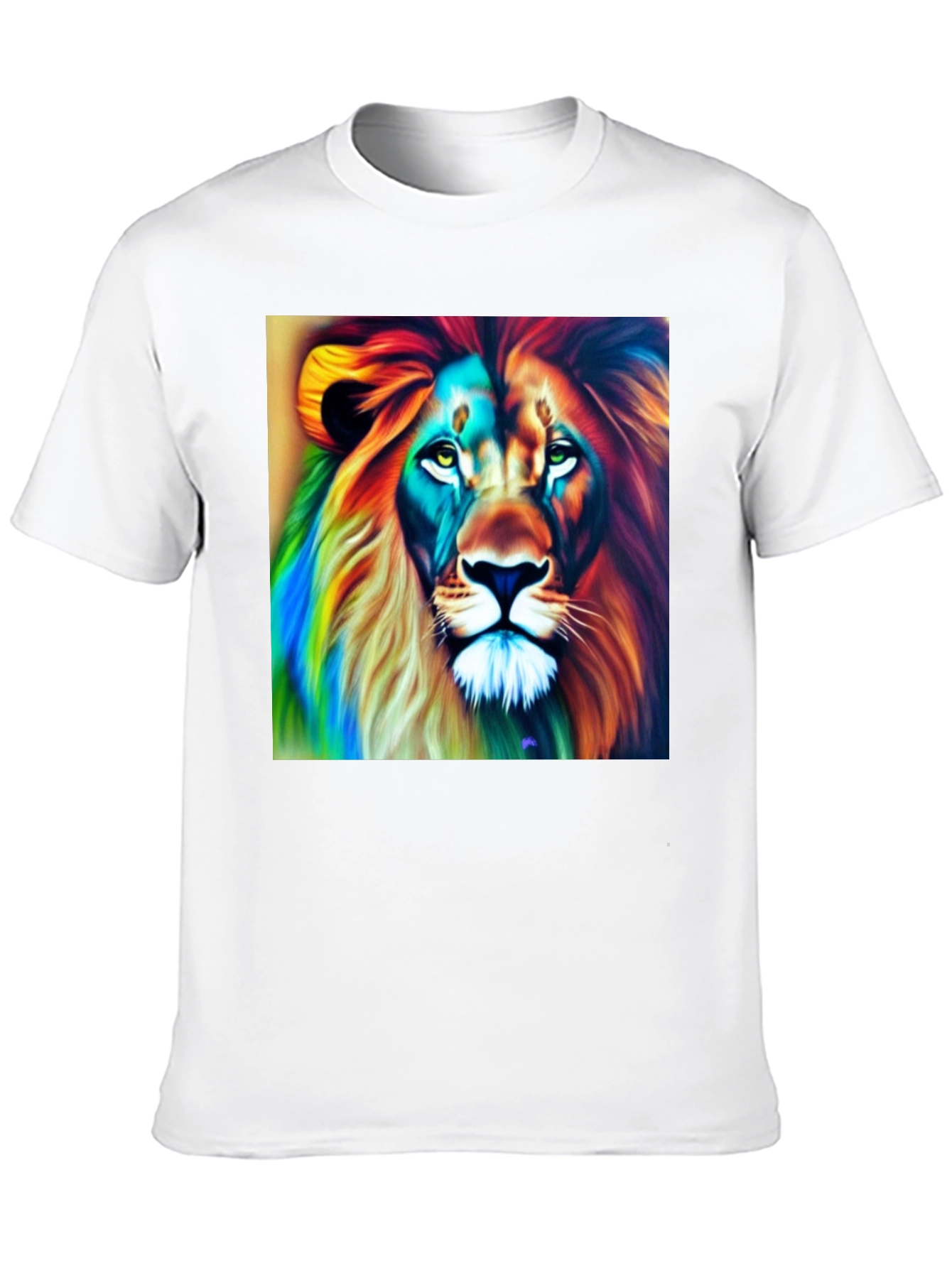 Colorful Lion Graphic Tee - Men's Black T-Shirt - 10