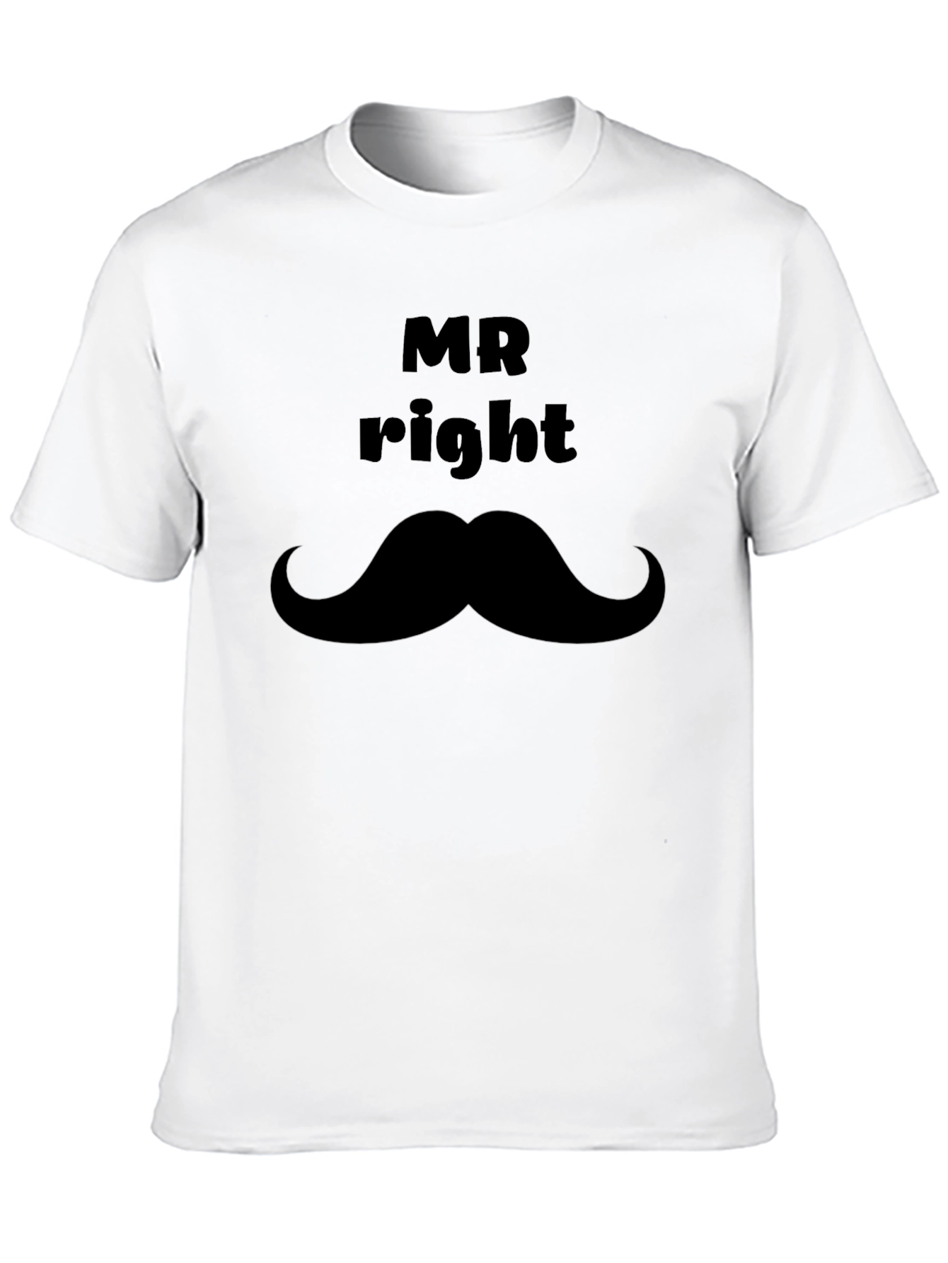 Black Mr. Right Graphic Tee - Mustache Design view 10