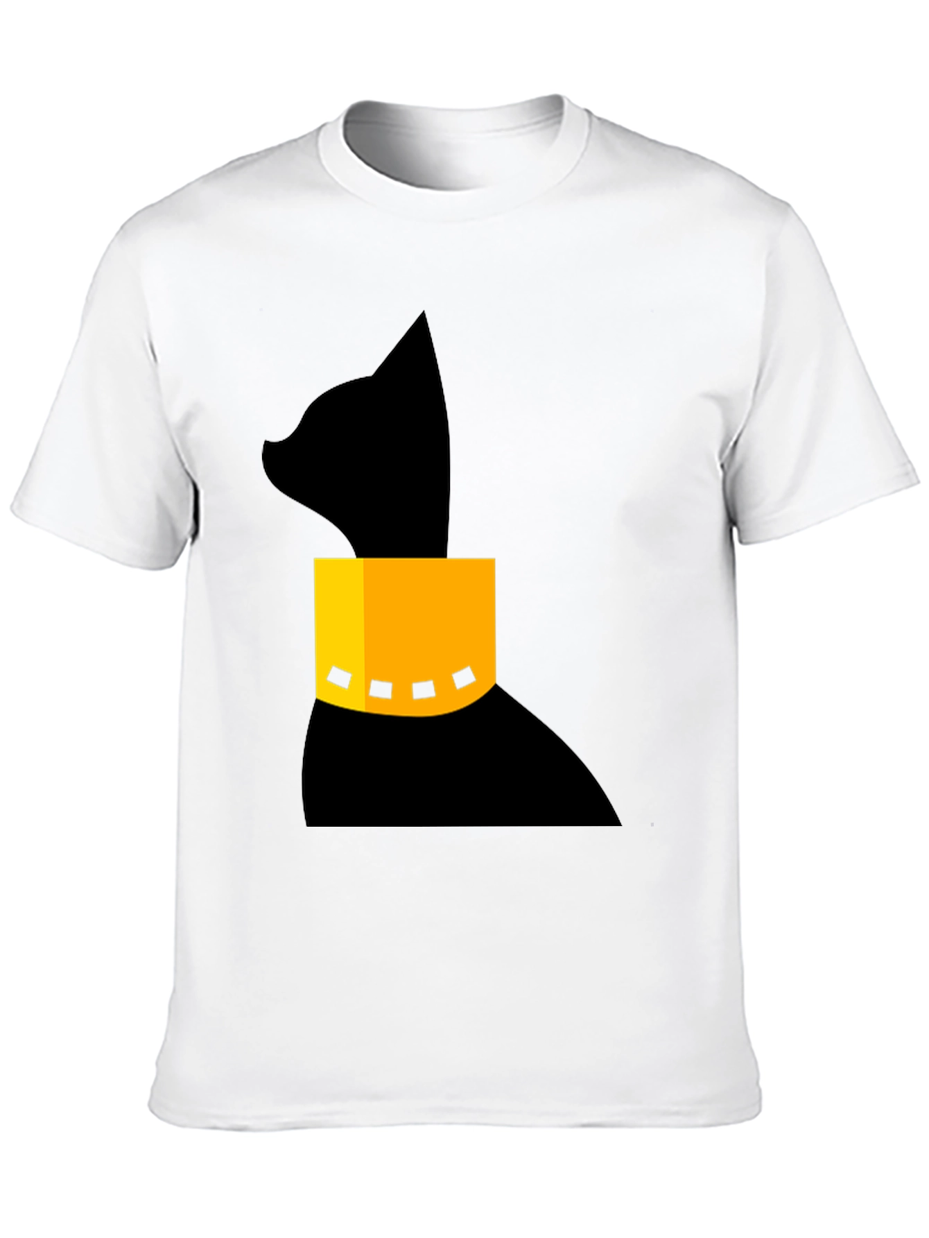 Black Modern Black Cat T-Shirt with Geometric Collar view 10