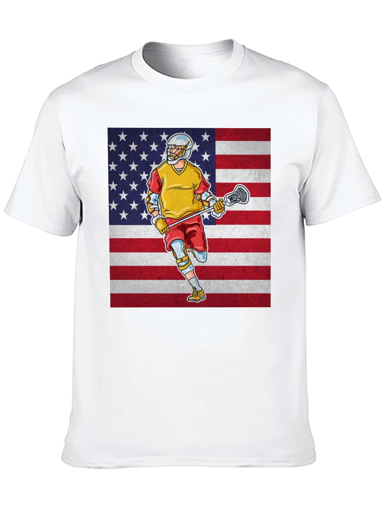 Black American Lacrosse Player Graphic T-Shirt view 10
