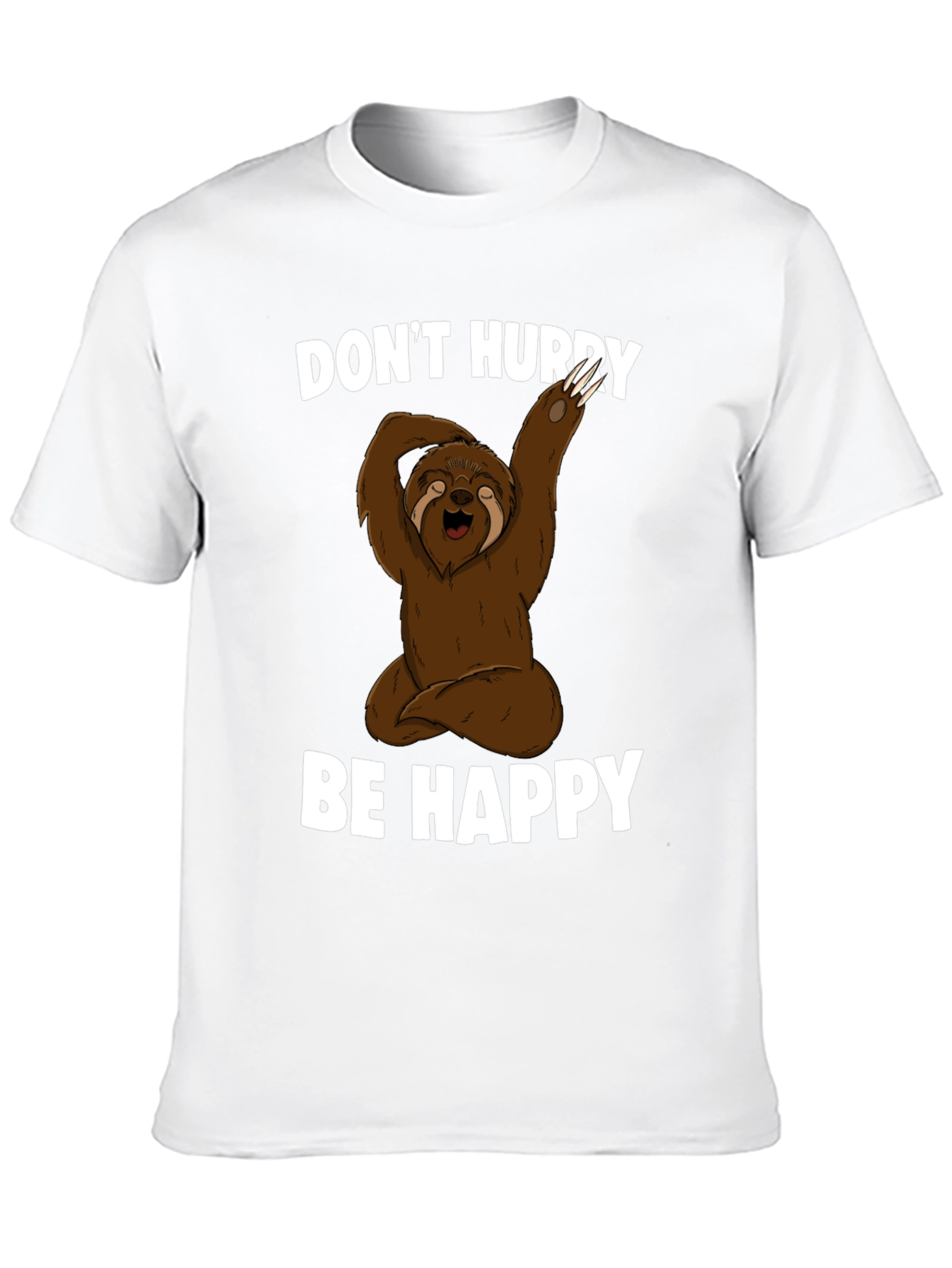 Black Sloth Yoga T-Shirt - Don't Hurry Be Happy view 10