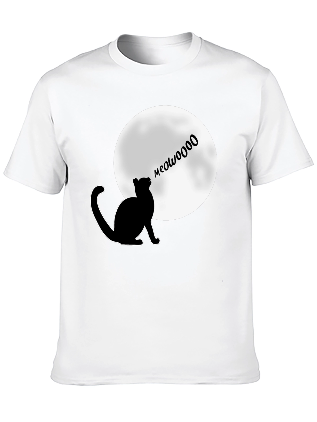 Black Meow at the Moon T-Shirt - Black, Cat Lover Tee view 10