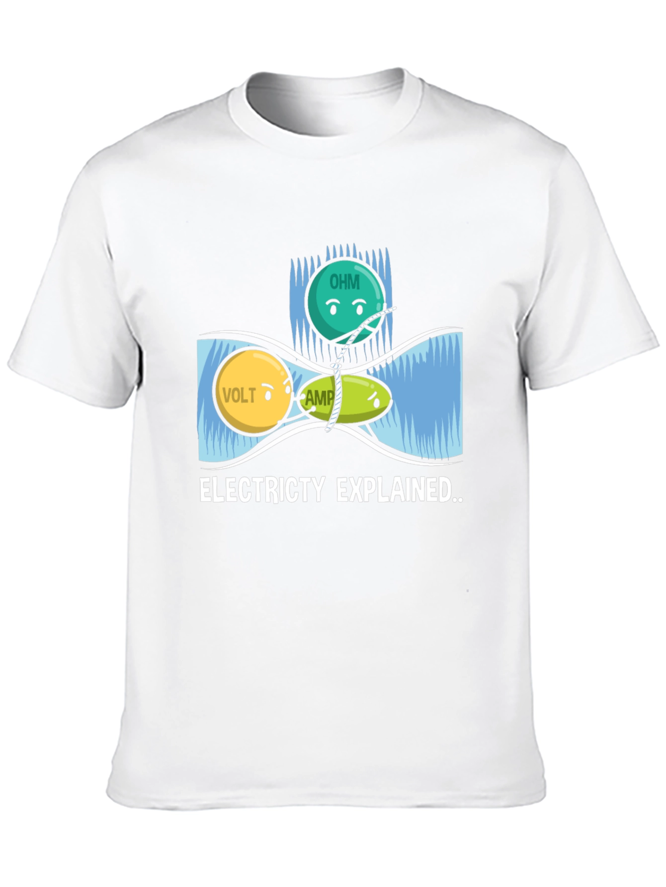 Black Electricity Explained Graphic Tee - Science Humor Shirt view 10