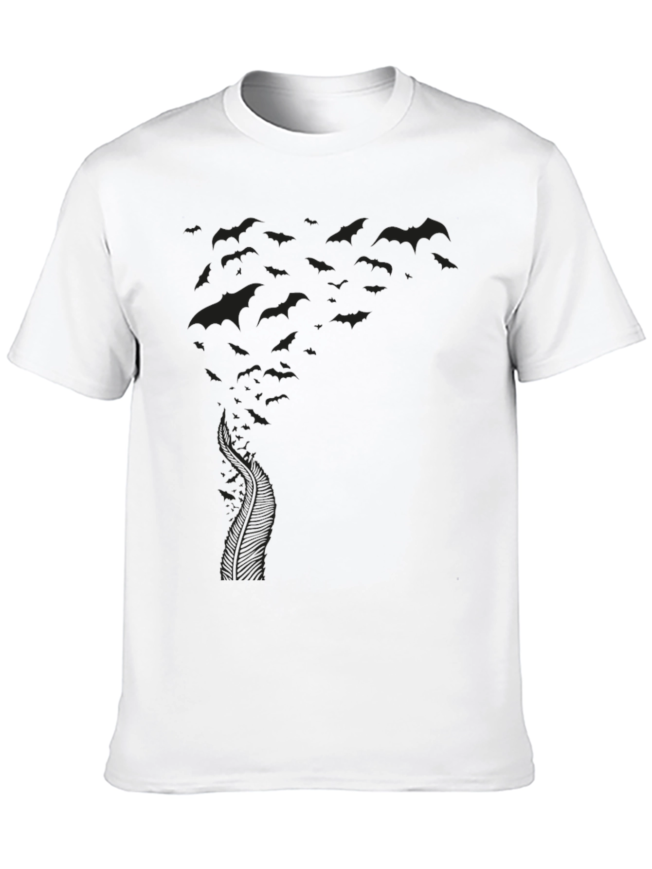 Black Men's Black Bat Swarm Graphic Tee view 10