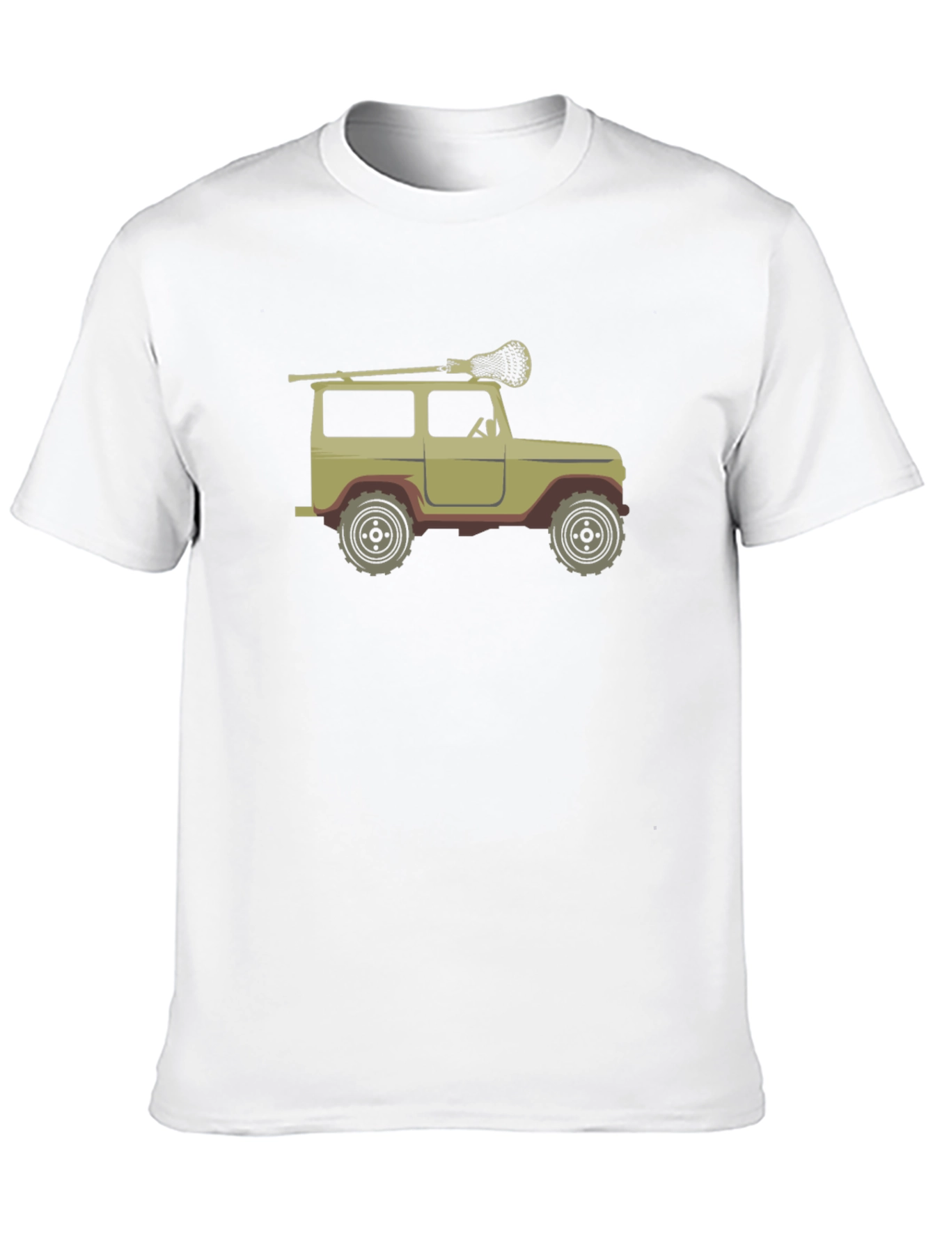 Black Vintage Off-Road Truck & Lacrosse Stick Black T-Shirt view 10