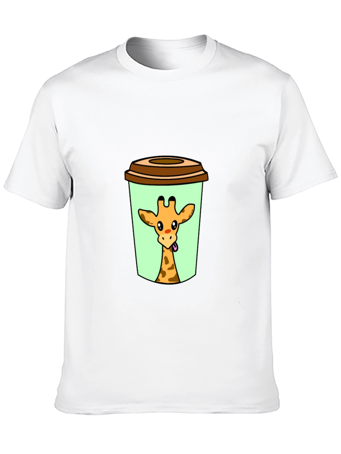 Black Giraffe in Cup Graphic Tee - Novelty Animal Shirt view 10
