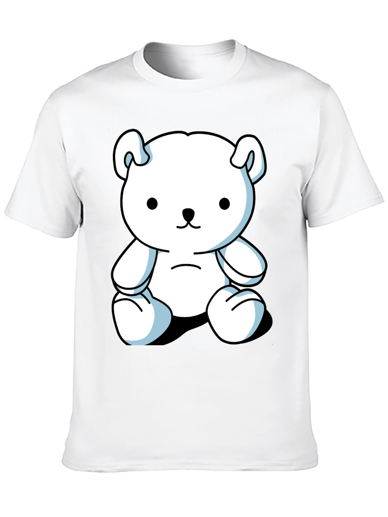 Black Cute Cartoon Bear Graphic Black T-Shirt view 10
