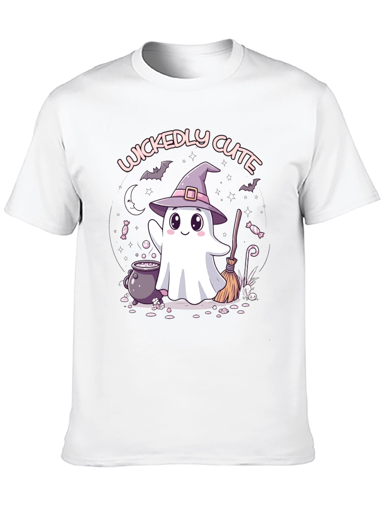 Black Wickedly Cute Halloween Ghost T-Shirt view 10