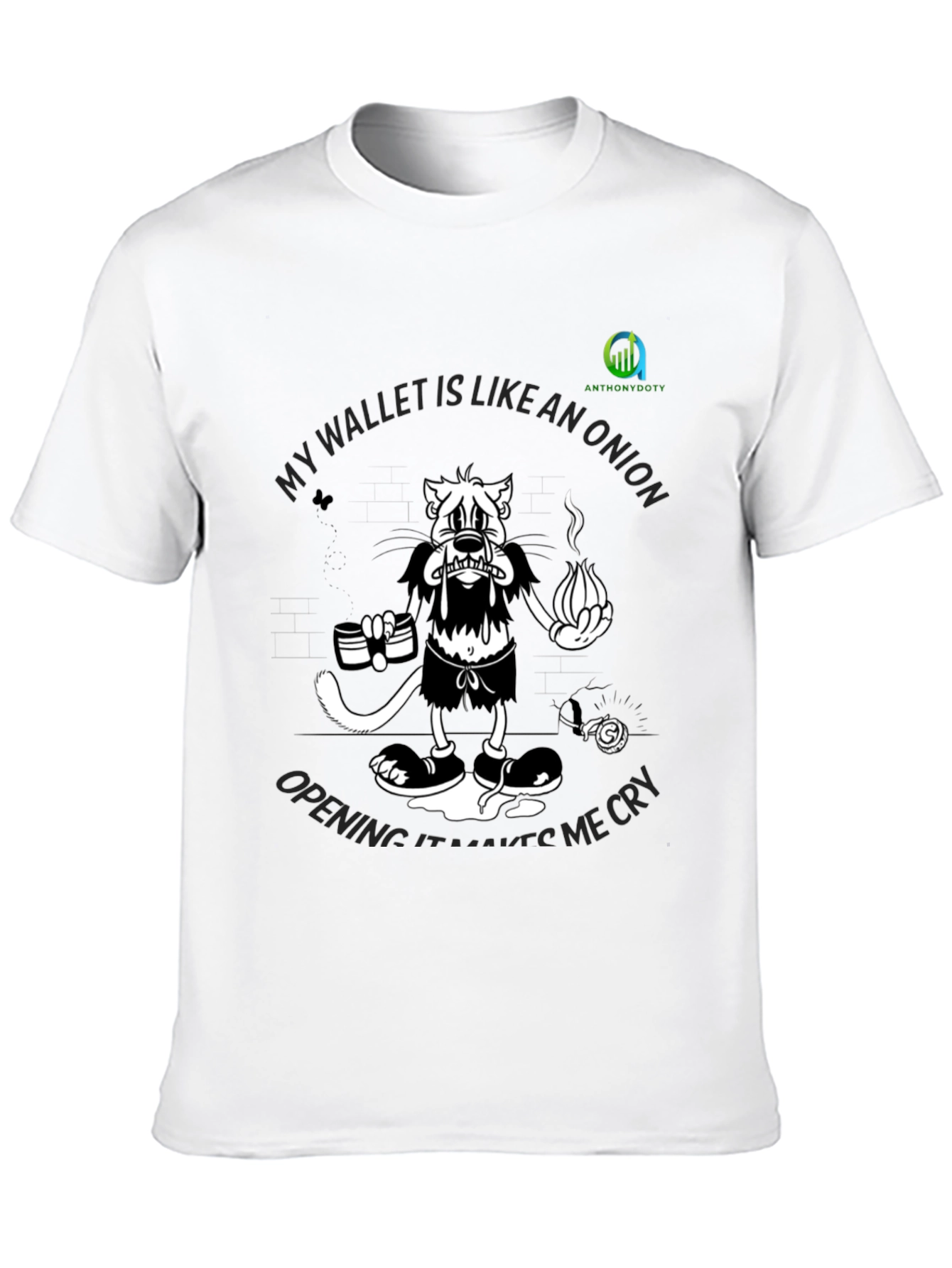 Black Funny "Wallet Like An Onion" Graphic Black T-Shirt view 10