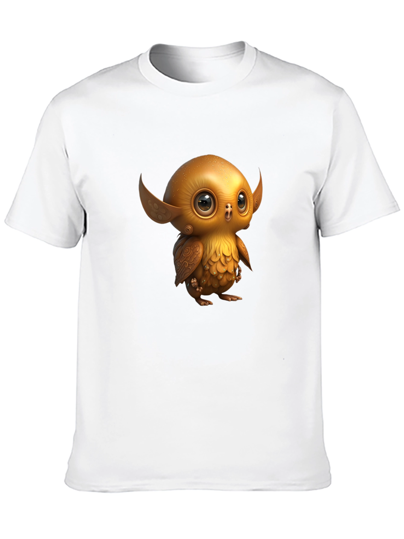 Black Cute Golden Owl Creature Graphic Tee view 10