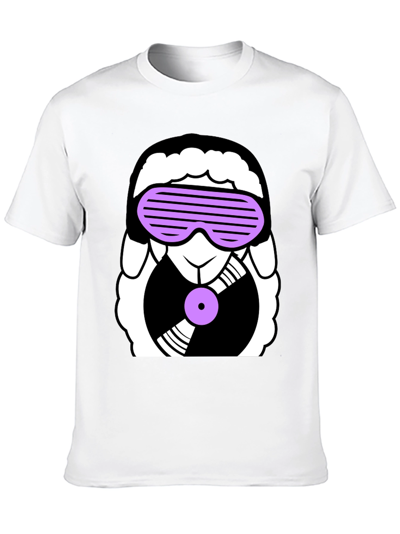 Black DJ Sheep Graphic Tee - Black Cotton T-Shirt view 10