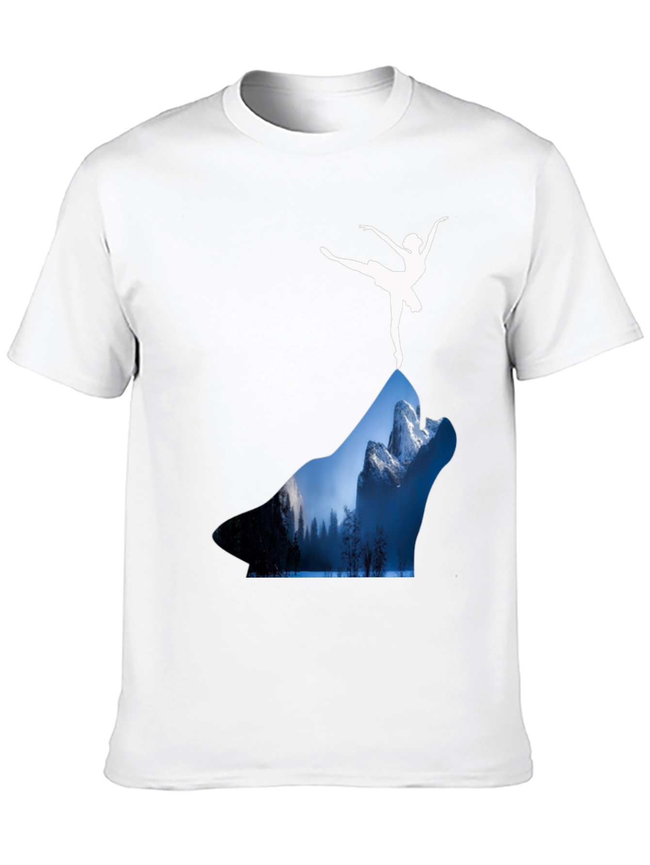 Black Wolf Landscape T-Shirt - Ballerina Design view 10