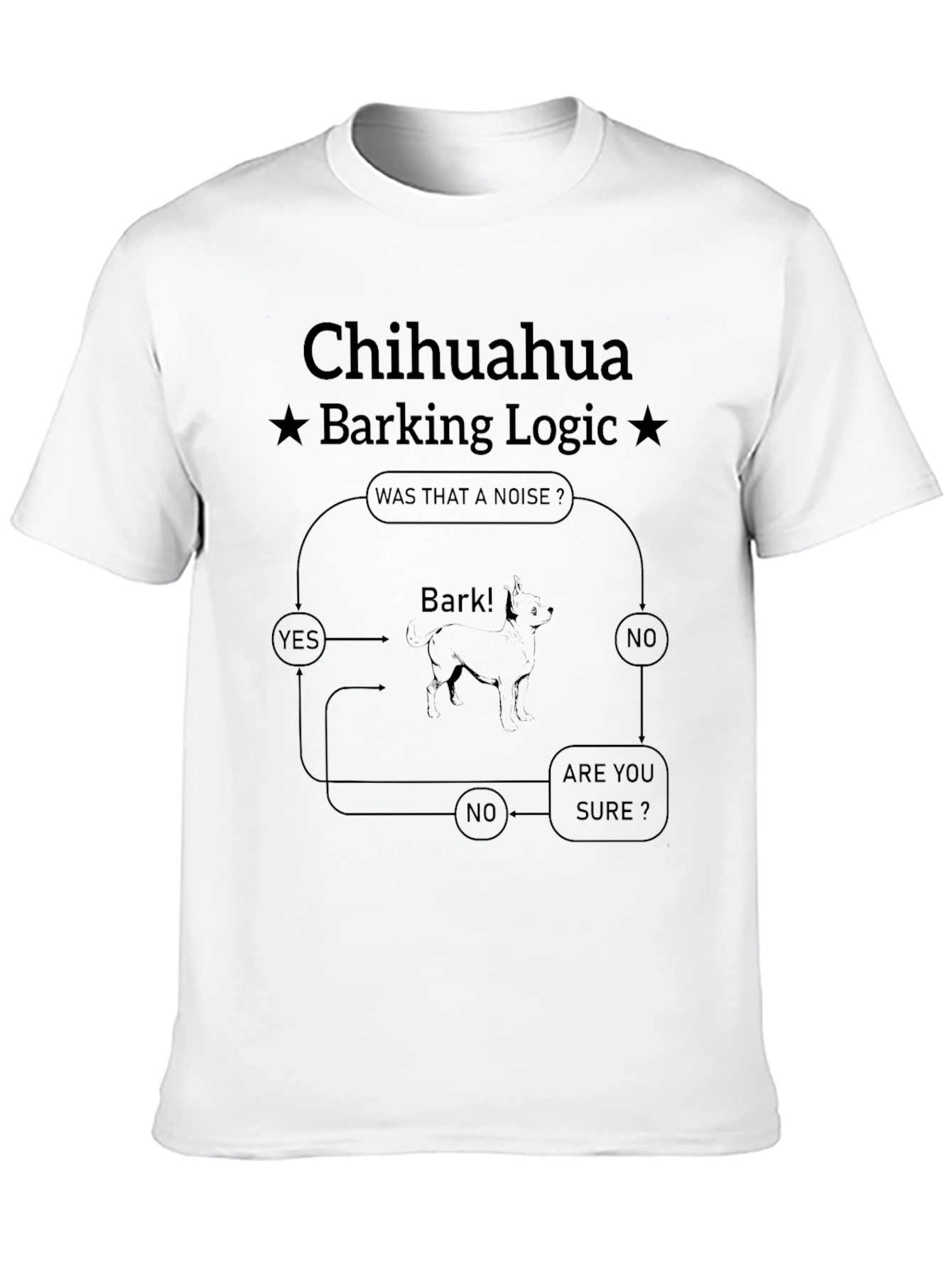 Black Chihuahua Barking Logic T-Shirt Funny Dog Tee view 10