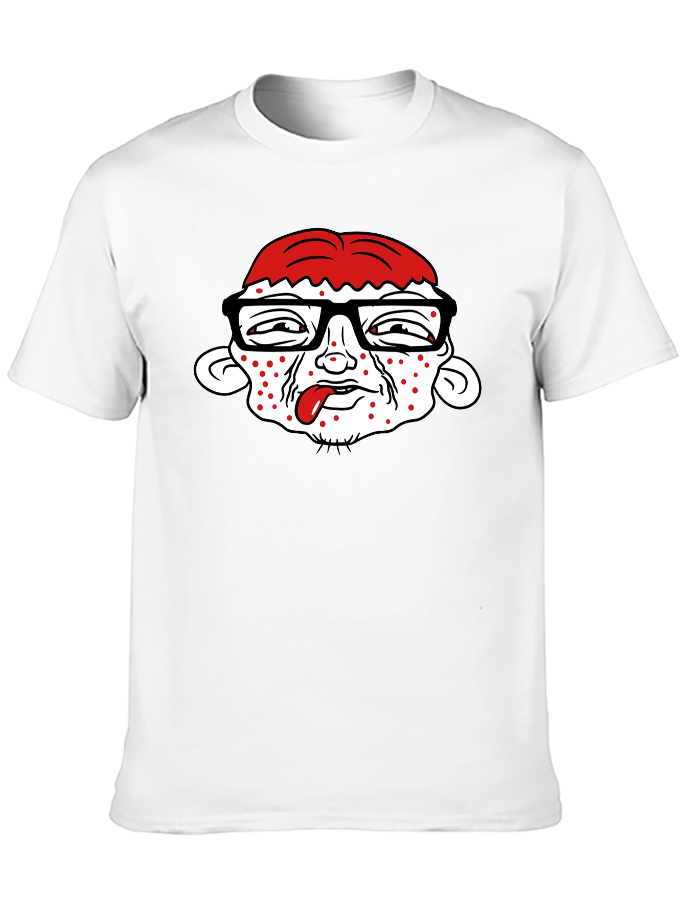Black Funny Cartoon Face Black T-Shirt view 10