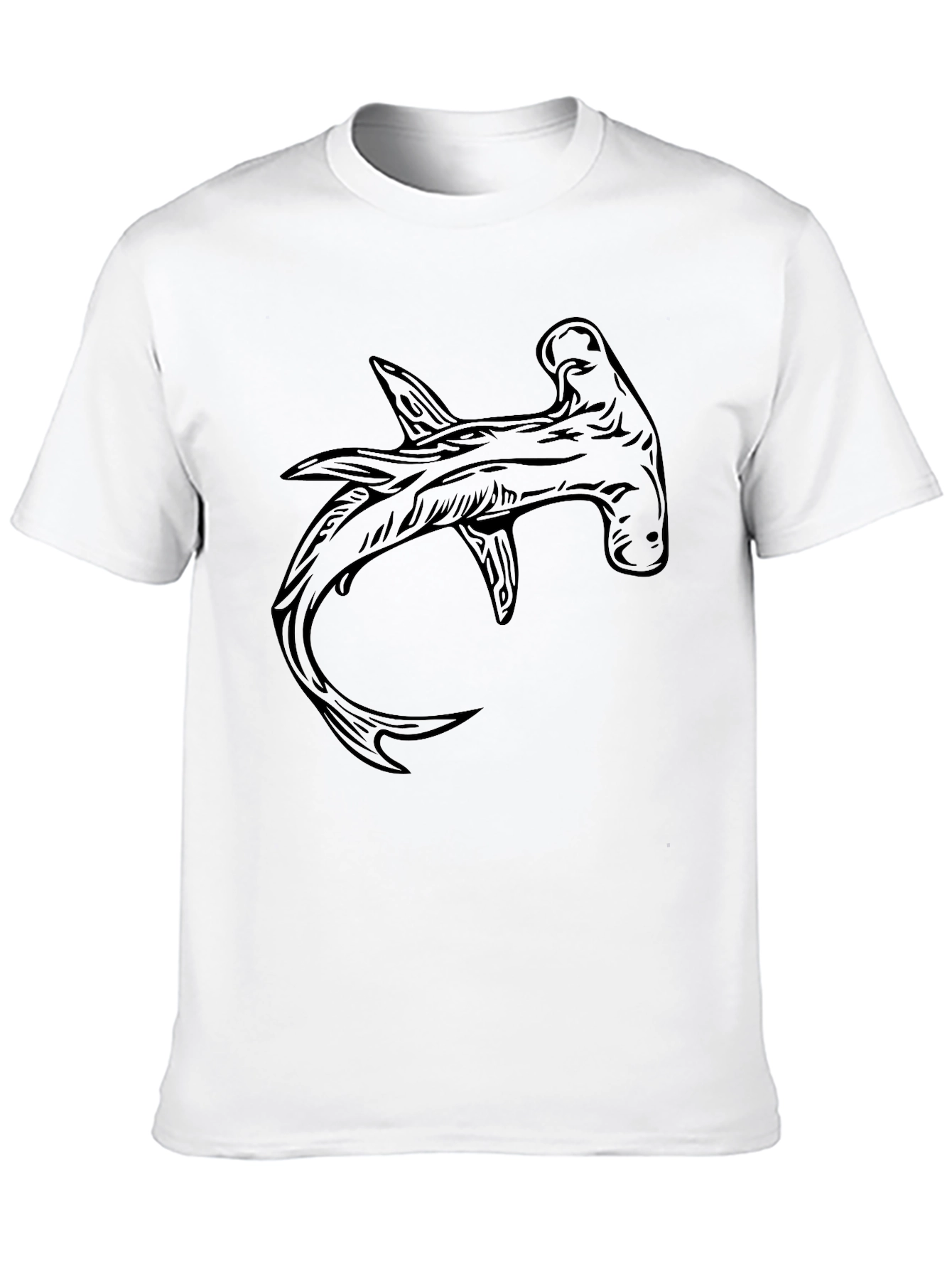 Black Hammerhead Shark Graphic Tee - Black Cotton T-Shirt view 10