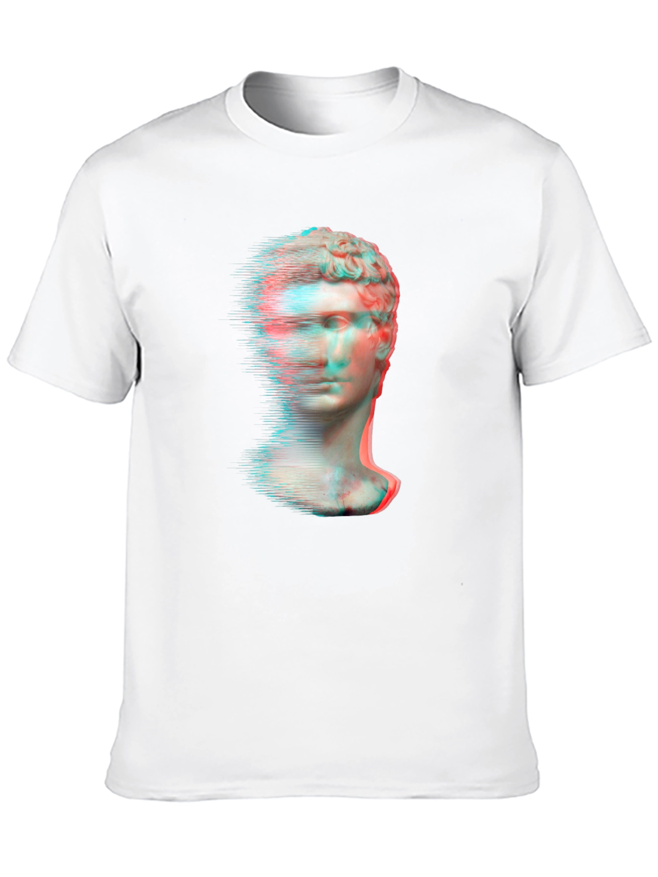 Black Glitch Art Statue Graphic Tee view 10