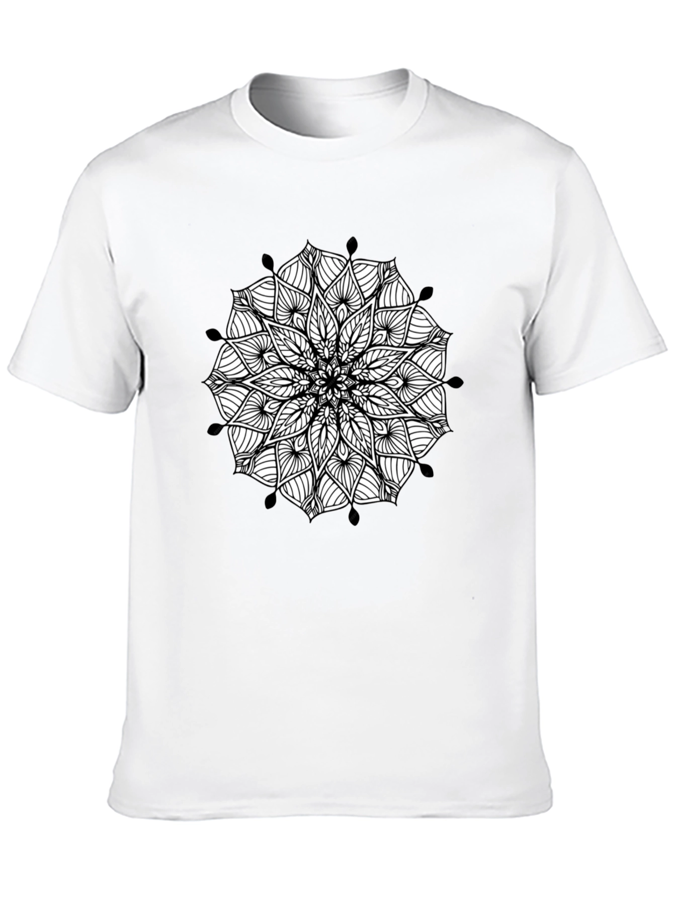 Black Mandala Graphic Black T-Shirt - Artistic Casual Wear view 10
