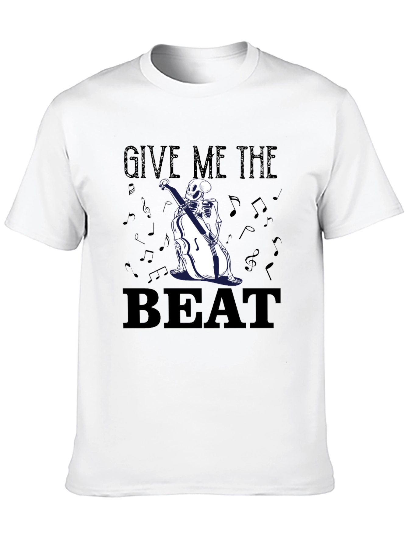 Black Give Me The Beat Skeleton Bassist Graphic T-Shirt view 10