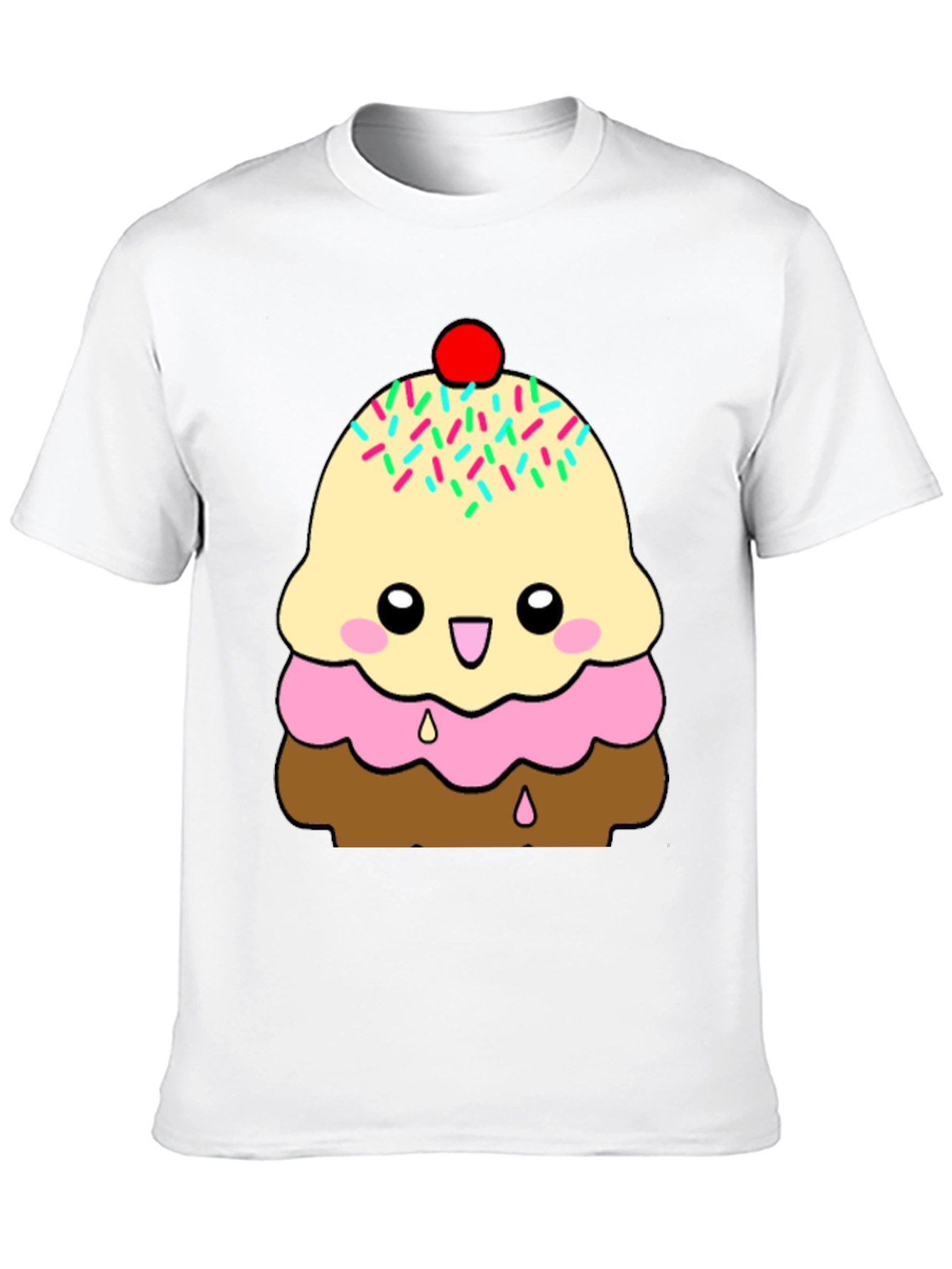Black Cute Ice Cream Cone Graphic T-Shirt view 10
