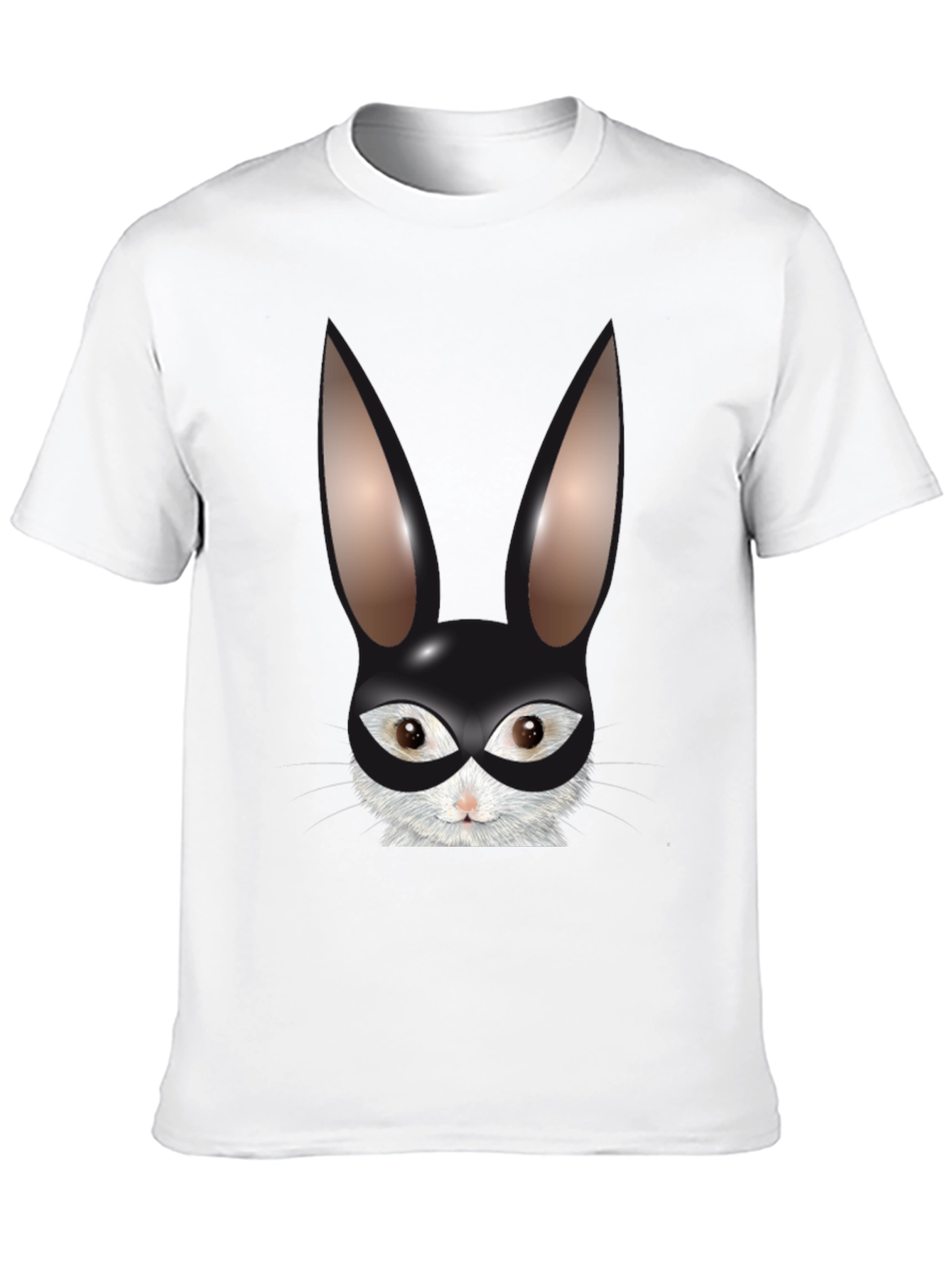Black Bunny Mask Graphic Tee - Black Cotton Blend T-Shirt view 10