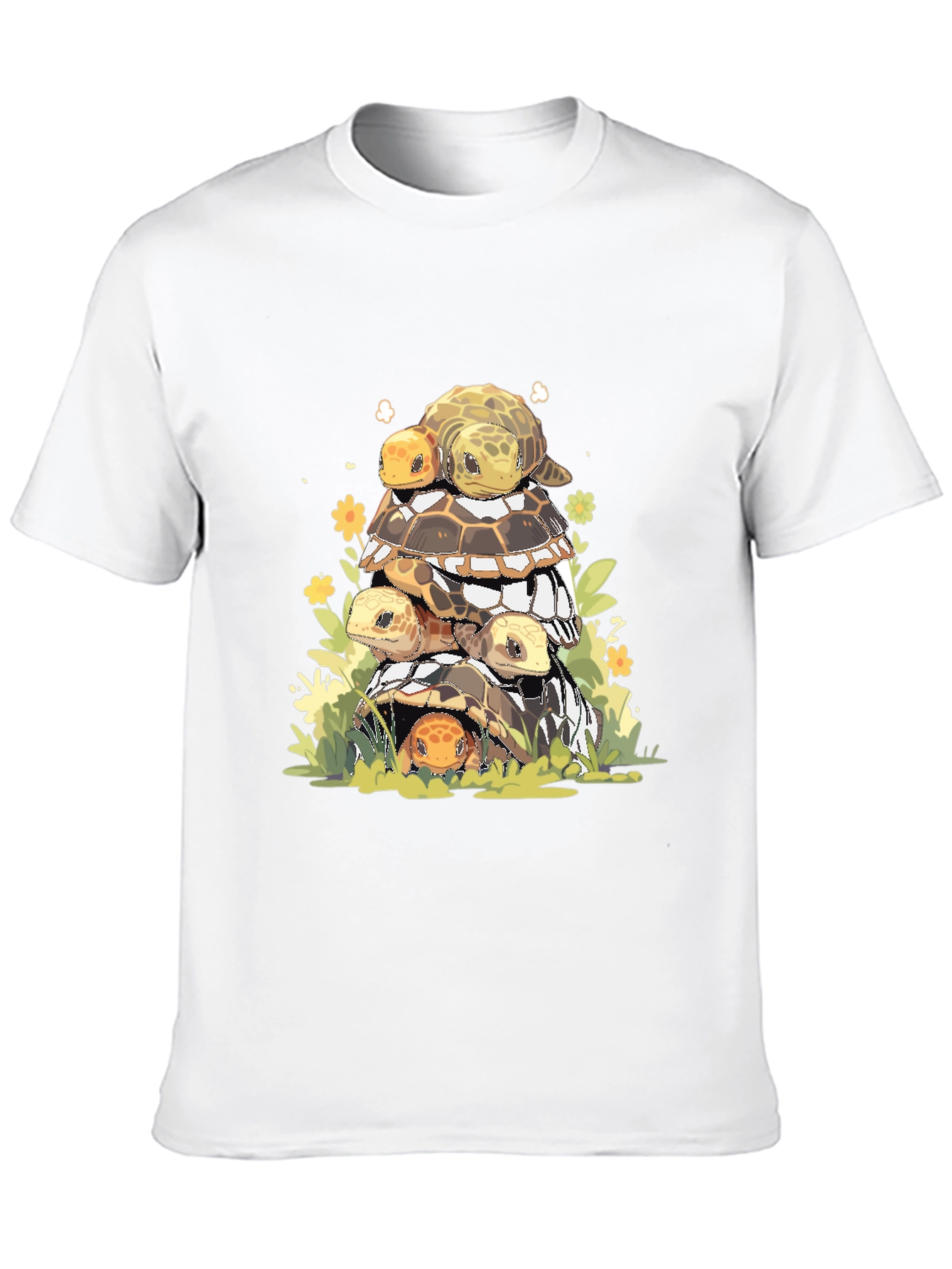 Black Stacked Turtles Graphic Tee - Black Cotton T-Shirt view 10