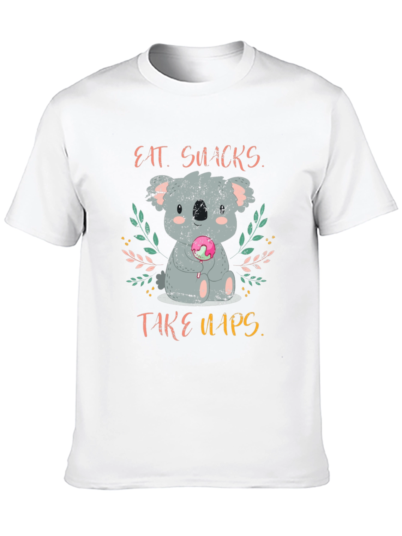 Black Eat Snacks Take Naps Koala T-Shirt view 10