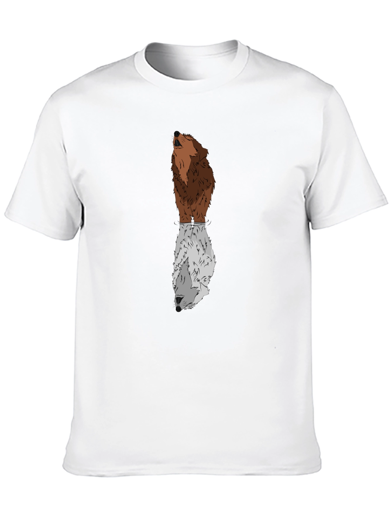 Black Two-Tone Wolf Graphic Tee - Black Cotton Blend view 10