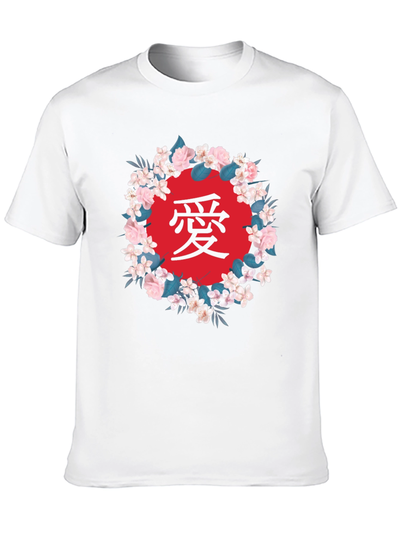 Black Floral Japanese Love Graphic T-Shirt view 10