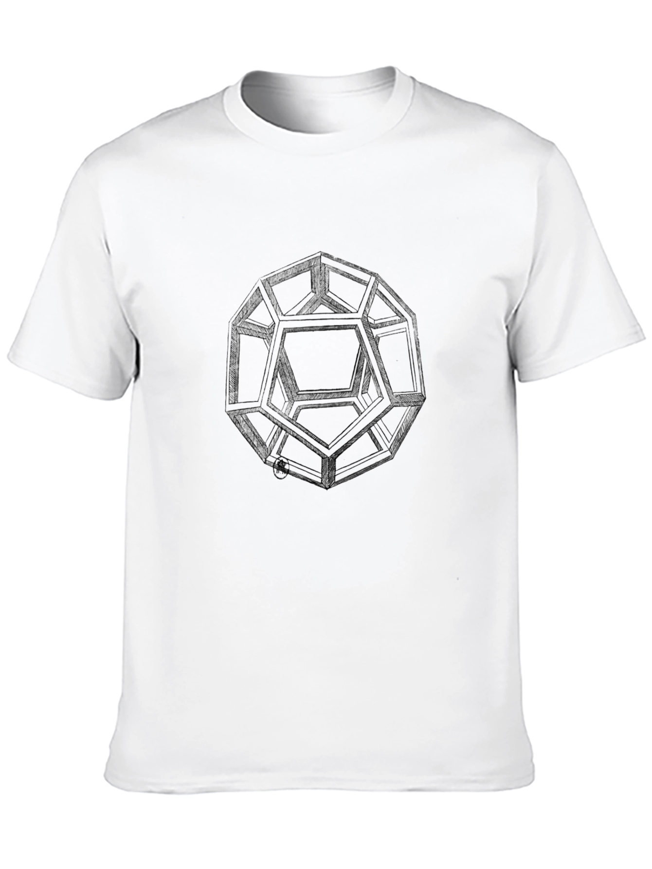 Black Geometric Sketch Tee - Minimalist Black T-Shirt view 10
