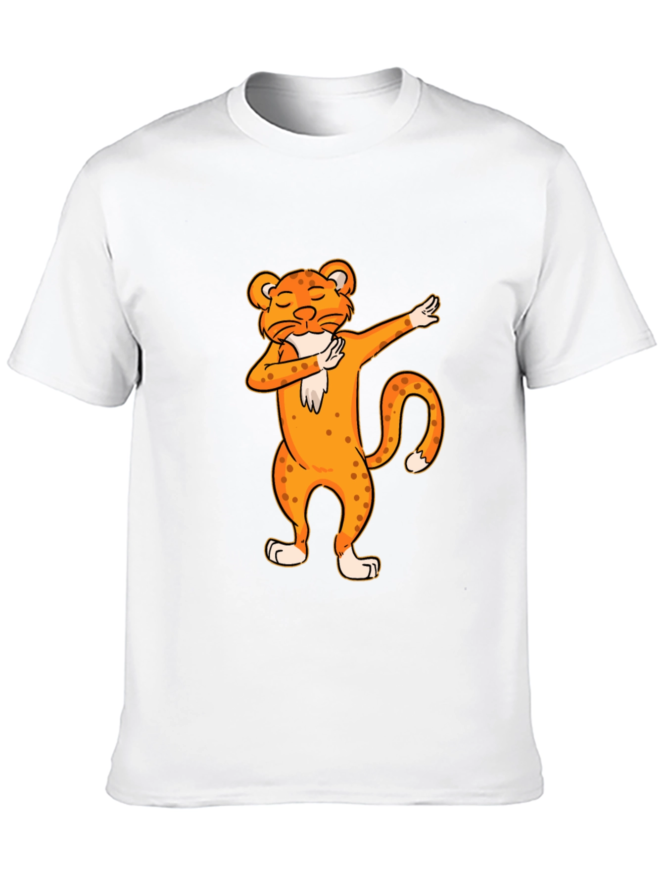 Black Dabbing Leopard Graphic Tee - Cool Novelty T-Shirt view 10