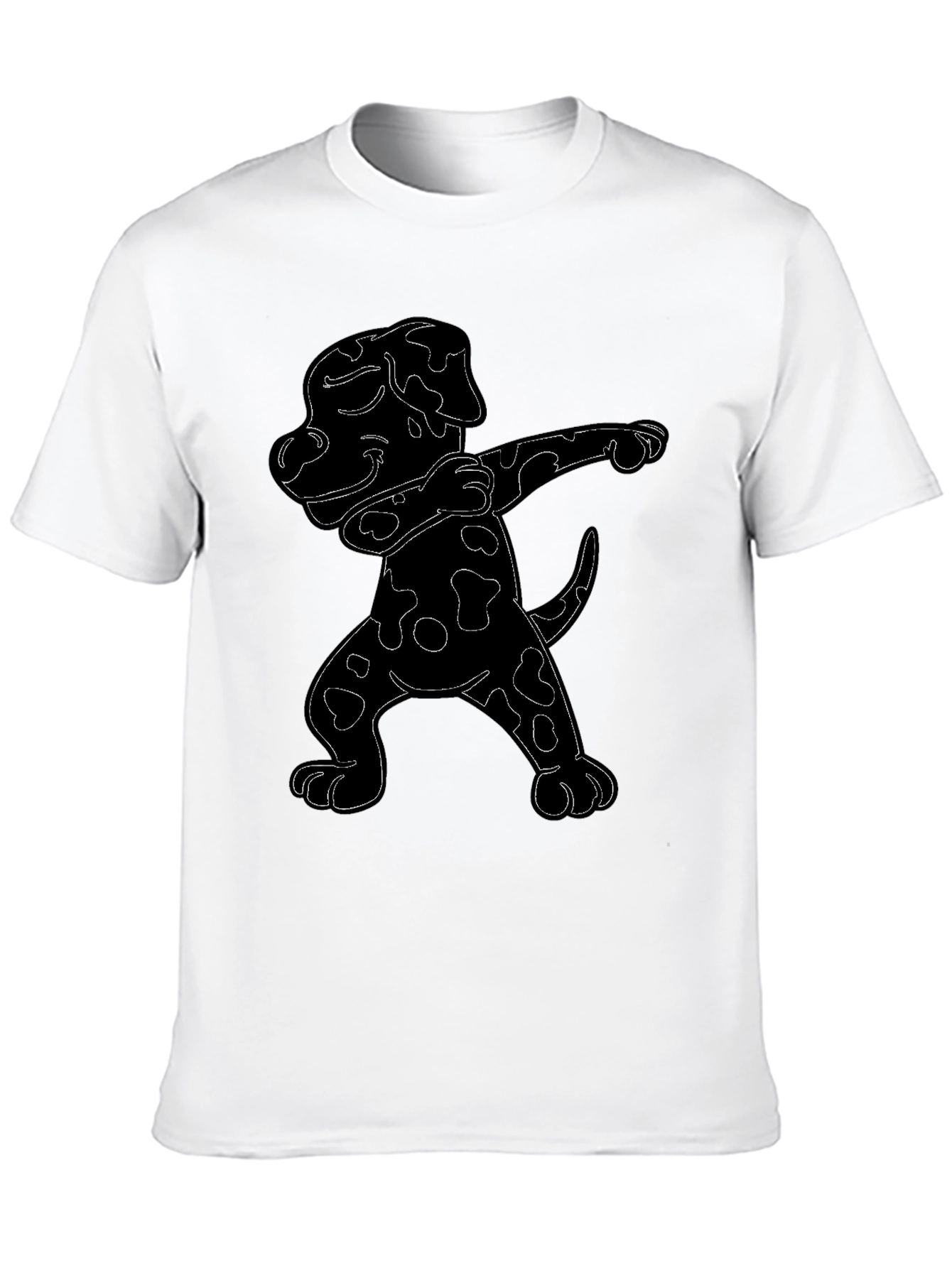 Black Dabbing Dalmatian Graphic Tee - Black Cotton T-Shirt view 10