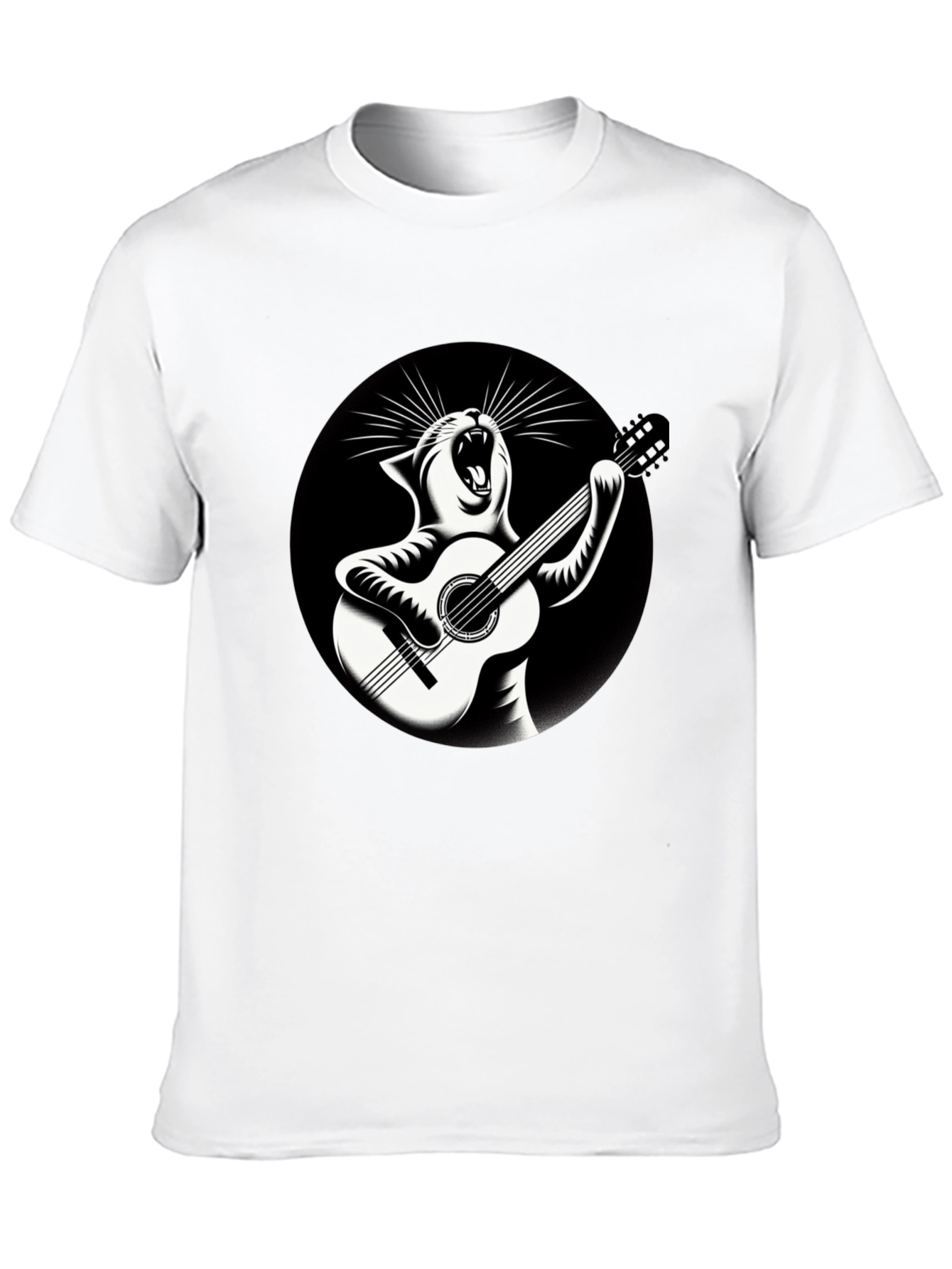 Black Cat Playing Guitar Graphic T-Shirt view 10