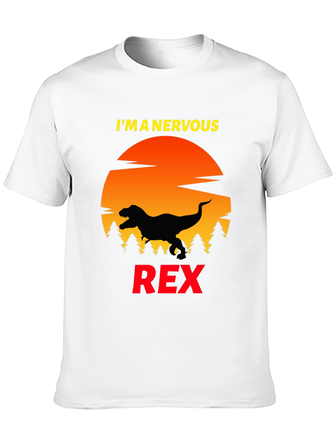 Black Nervous Rex T-Shirt - Funny Dinosaur Tee view 10