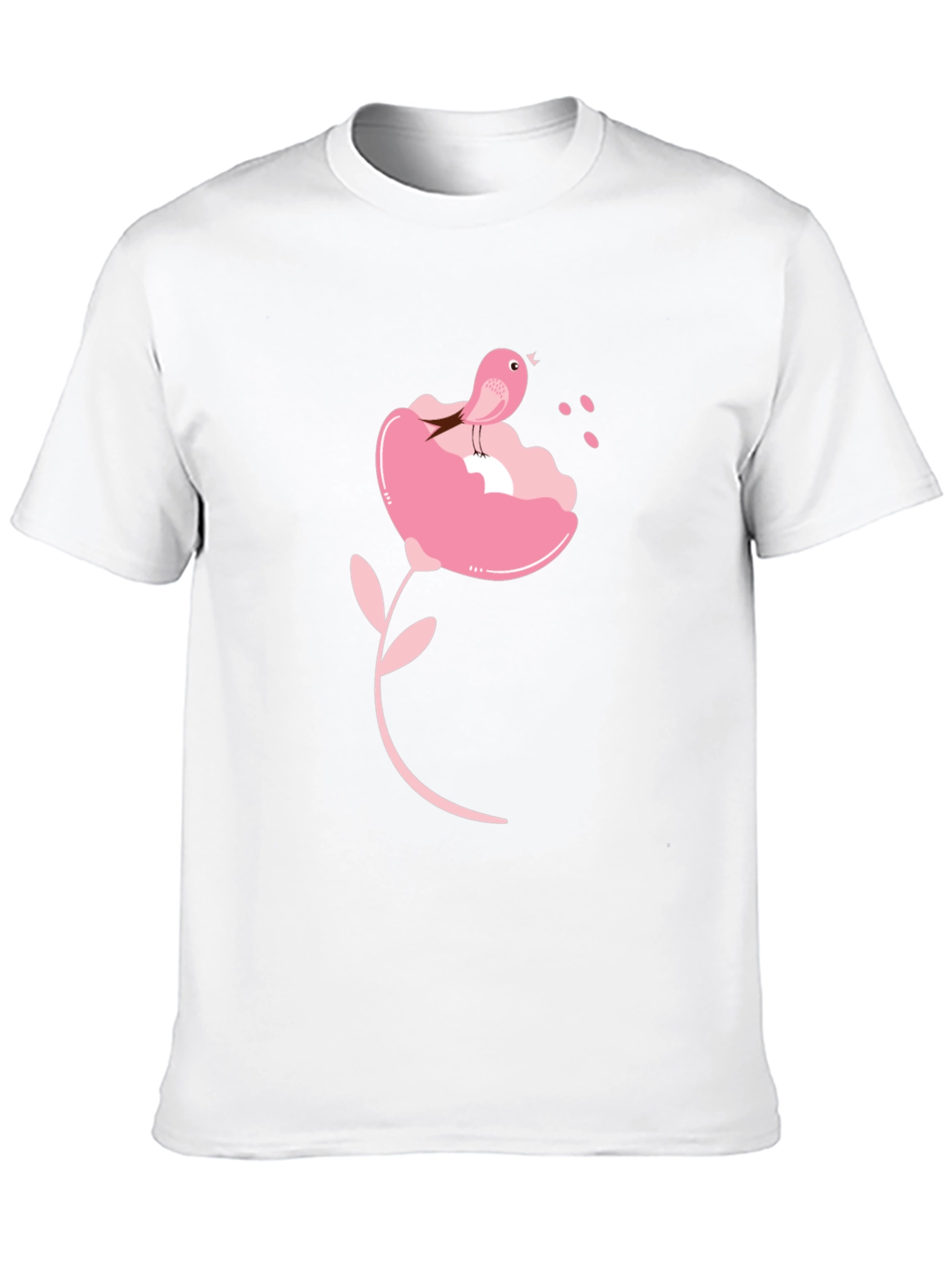 Black Bird on Flower Graphic Tee - Stylish Black T-Shirt view 10