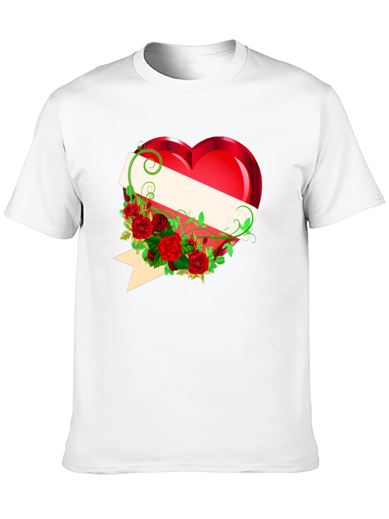 Black Heart & Roses Graphic Tee - Romantic Design T-Shirt view 10