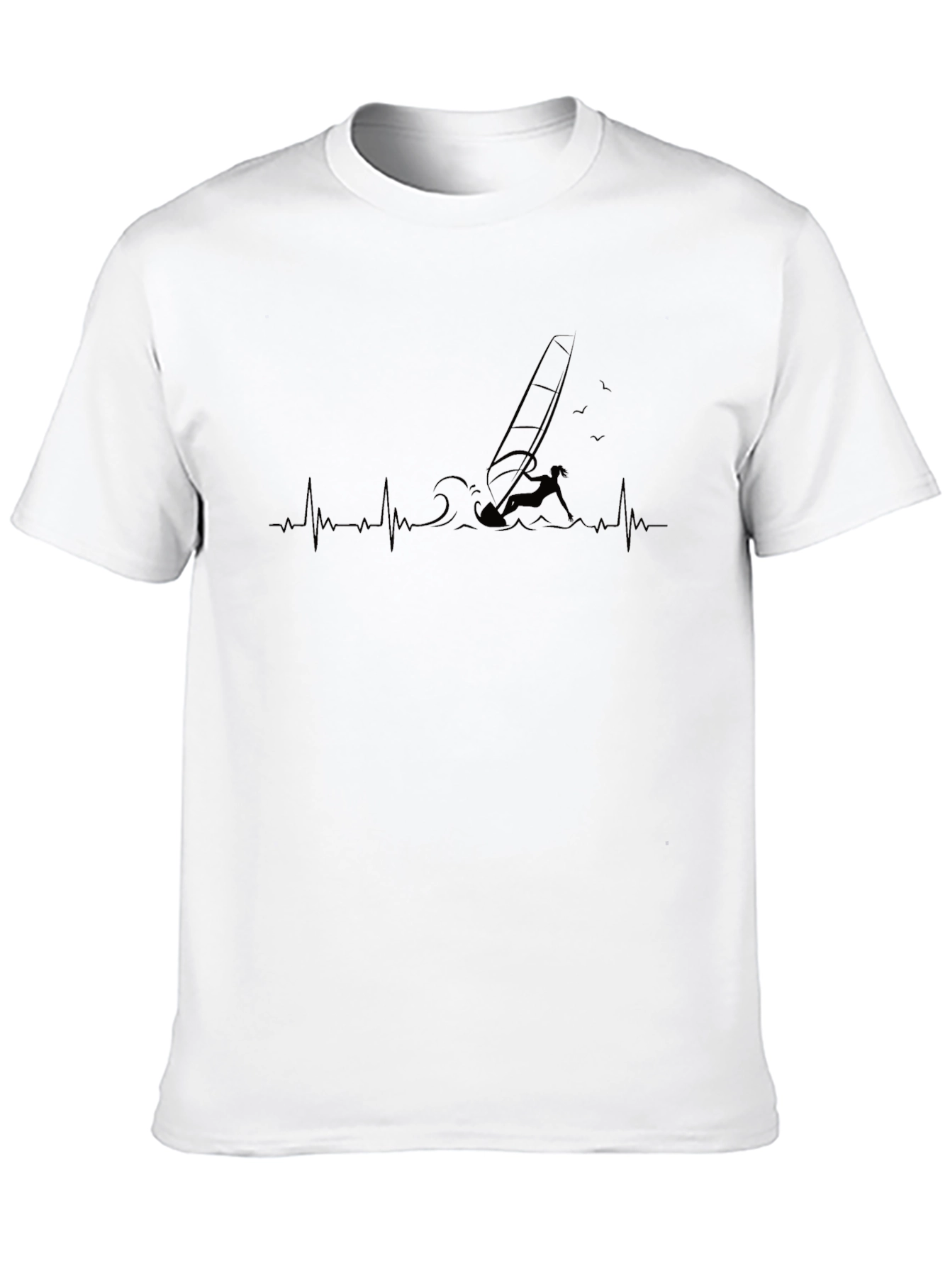 Black Windsurfing Heartbeat T-Shirt - Black view 10
