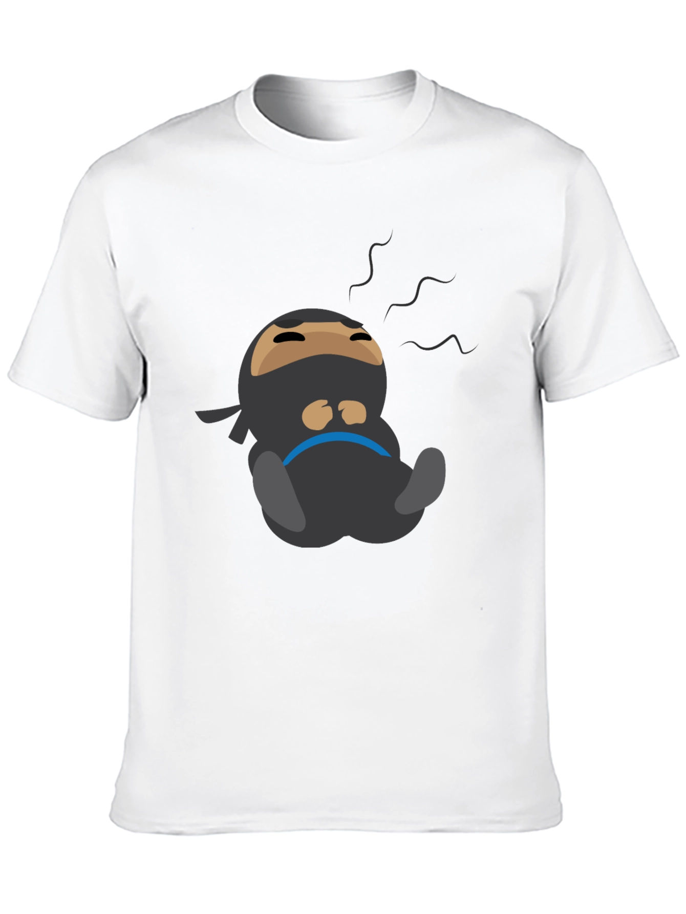 Black Lazy Ninja Cartoon T-Shirt - Men's Black Tee view 10