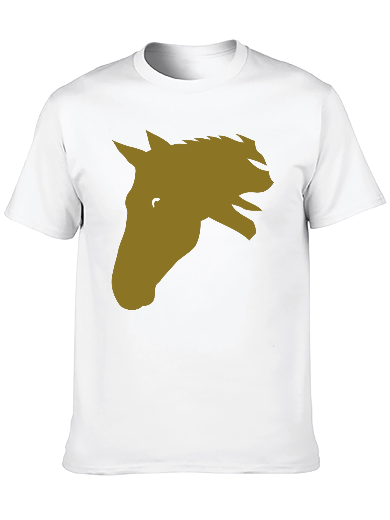Black Horse Head Graphic Tee - Black Cotton Blend Casual T-Shirt view 10