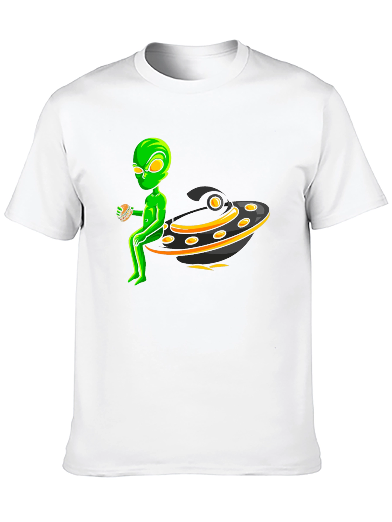Black Alien UFO Burger Black T-Shirt view 10