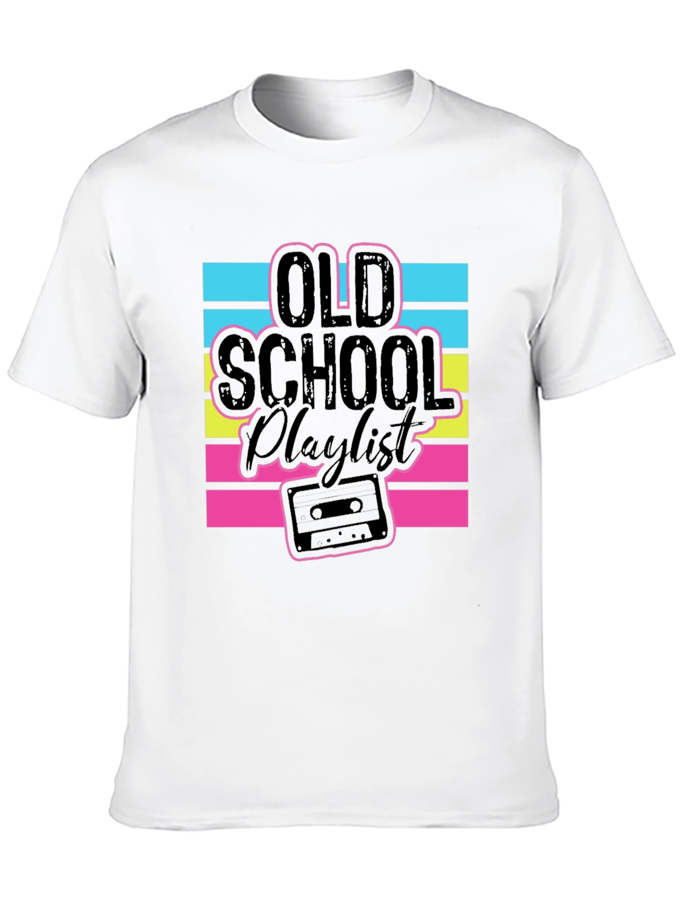 Black Old School Playlist Graphic T-Shirt view 10