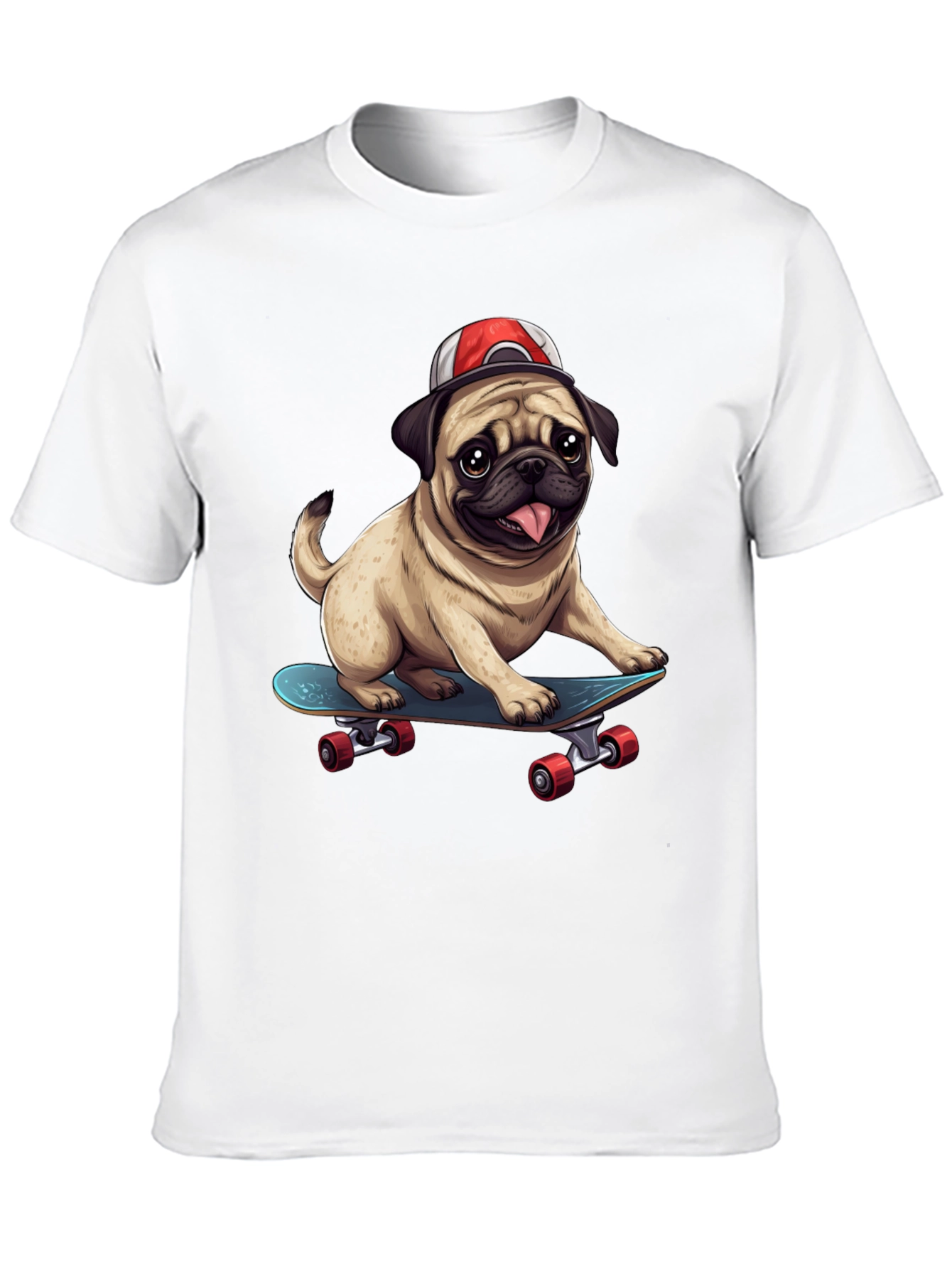 Black Pug Skateboard T-Shirt - Cool Dog Tee view 10