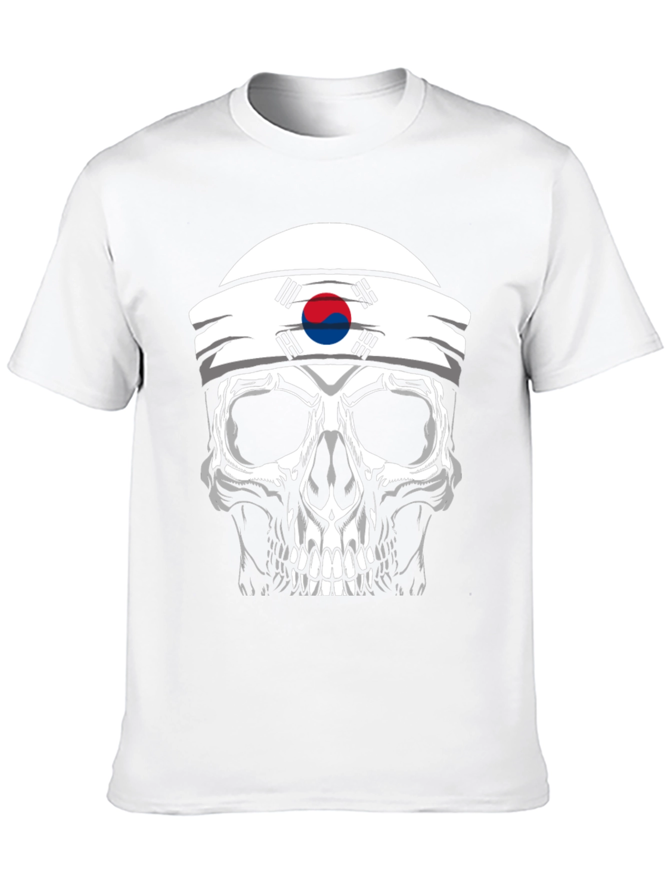 Black Skull Korea Flag Headband Men's Black T-Shirt view 10
