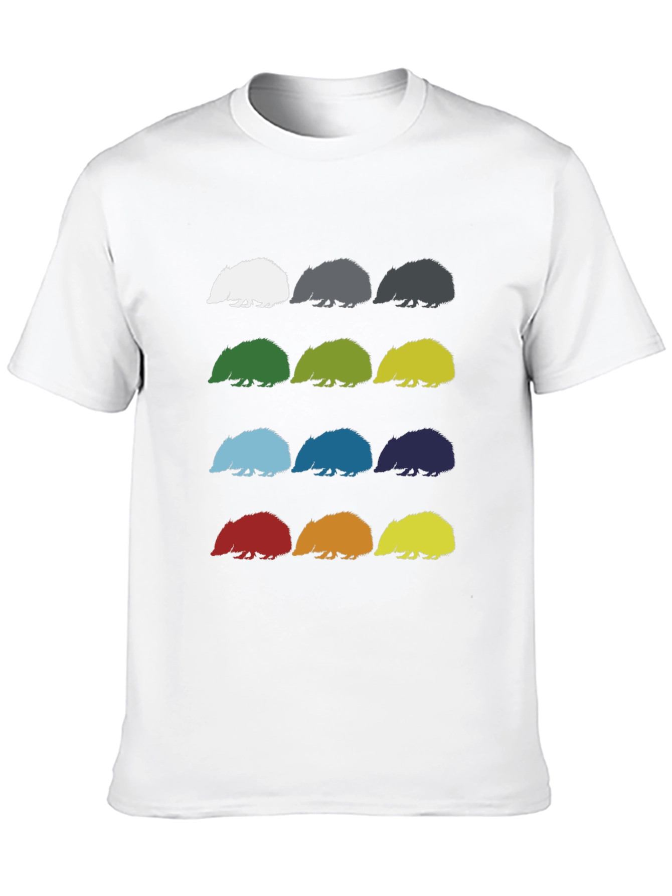 Black Colorful Hedgehog Pattern Graphic Tee - Black Cotton view 10