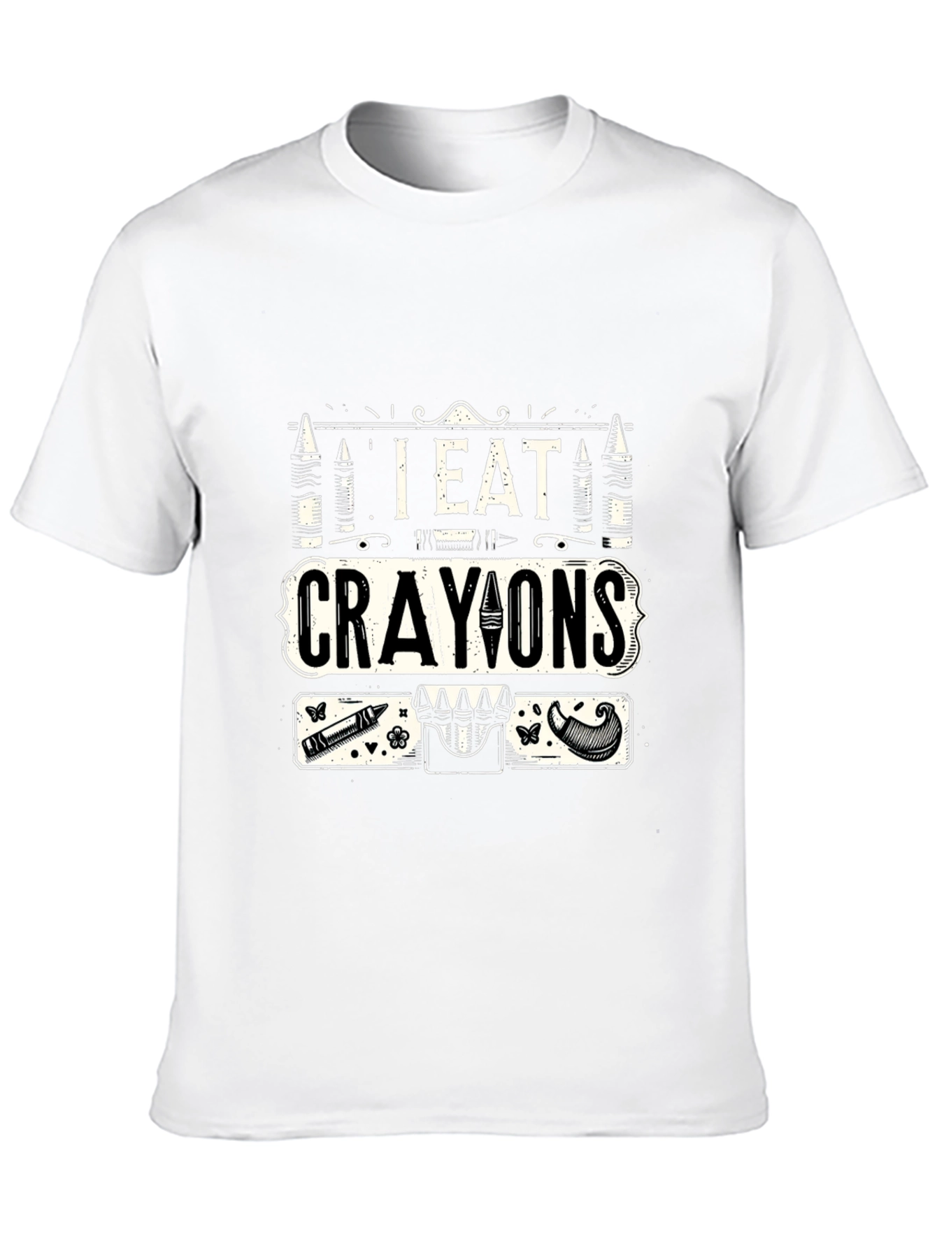 Black I Eat Crayons Graphic T-Shirt - Funny Novelty Tee view 10