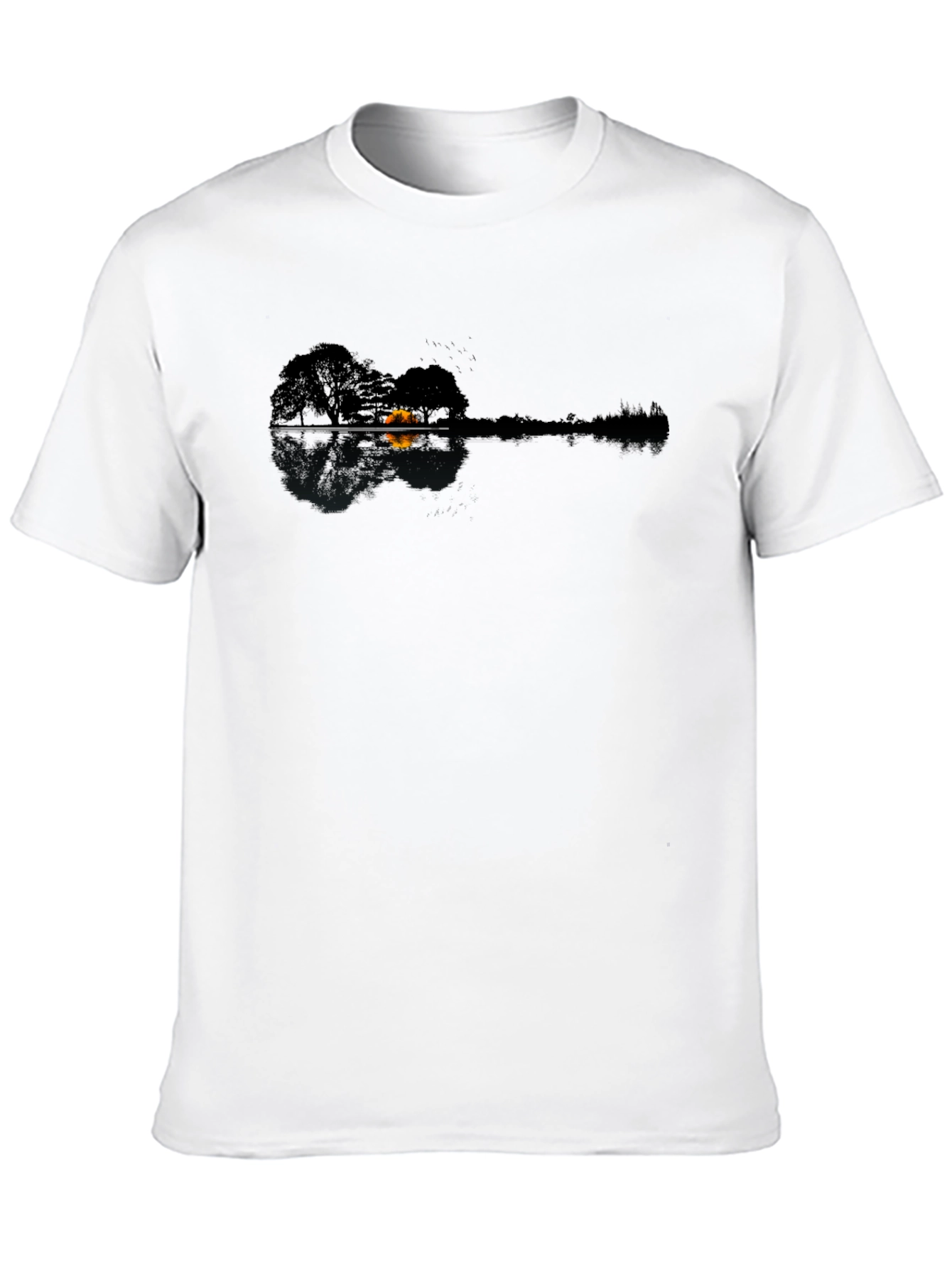 Black Nature Guitar Reflection T-Shirt - Unique Design view 10