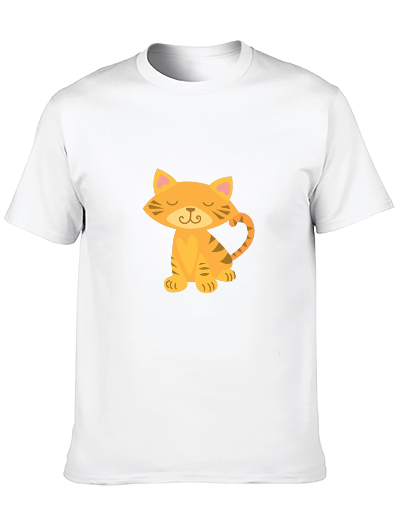 Black Cute Cartoon Cat Graphic Tee - Black Cotton T-Shirt view 10